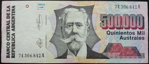 Billete de 1990, Argentina. Retrato grabado por Sergio Pilosio