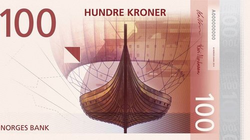 Propuesta del estudio Metric Design de Oslo, para el billete de 100 coronas