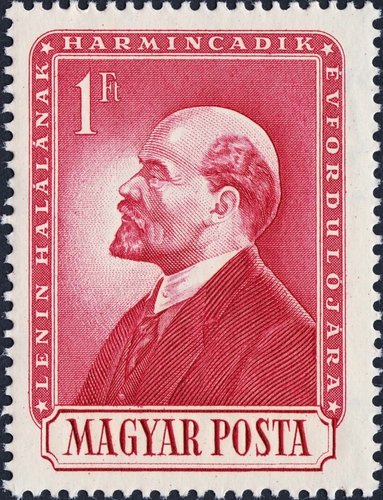 Hungría, 1954, 30 aniversario de la muerte de Lenin. Diseño y grabado de Zoltán Nagy