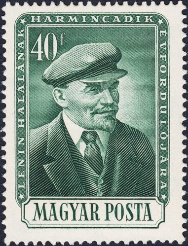 Hungría, 1954, 30 aniversario de la muerte de Lenin. Diseño de Zoltán Nagy y grabado de Mihály Füle