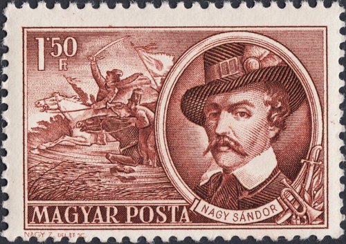 Hungría, 1952, Héroes de la Revolución de 1848, Sándor Nagy. Diseño y grabado de Zoltán Nagy