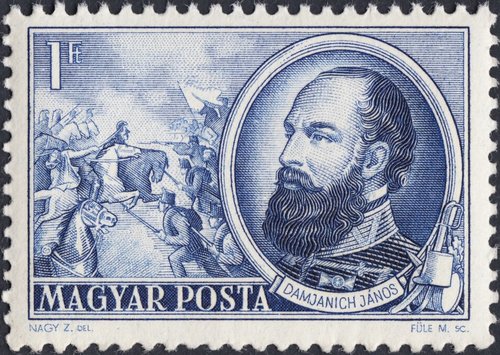 Hungría, 1952, Héroes de la Revolución de 1848, János Damjanich. Diseño de Zoltán Nagy y grabado de Mihály Füle