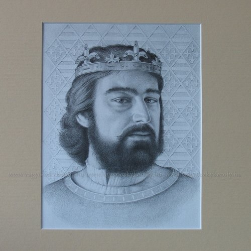 Dibujo original del rey Róbert Károly, obra de Károly Vagyóczky, procedente de la página web del propio artista