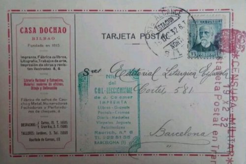 Bilbao. Estación Norte. Estafeta de Alcance. 1932-12-19. 6T. Con censura falsa. Tarjeta postal. Baja.jpg