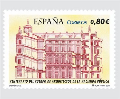 2011-06-17. Centenario del Cuerpo de Arquitectos de la Hacienda Pública. Sello. Baja.jpg