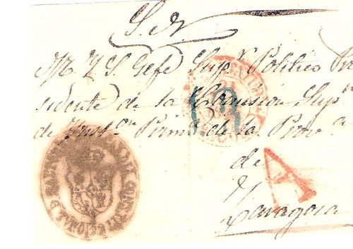 Marca de porteo - Calatayud a Zaragoza. Baeza de Calatayud. Porteo 1 R azul.jpg