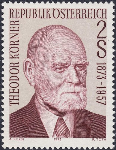 Austria, 1973, centenario del natalicio deTheodor Körner. Diseño de Adalbert Pilch y grabado de Rudolf Toth