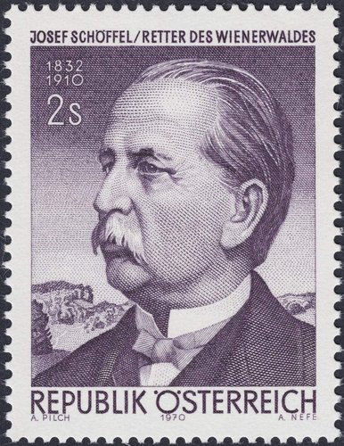 Austria, 1970, Josef  Schöffel. Diseño de Adalbert Pilch y grabado de Alfred Nefe