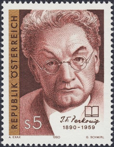 Austria, 1990, Josef Friedrich Perkonig. Diseño de  Alexander Exax y grabado de Gerhart Schmirl