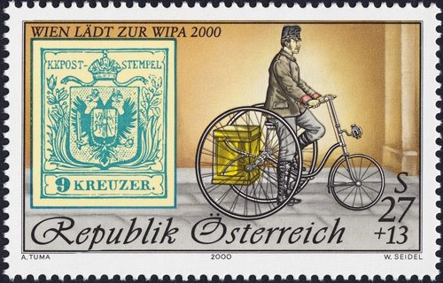 Austria, 2000, WIPA. Sello emitido con anterioridad en 1997. Diseño de Adolf Tuma y grabado de W. Seidel. Huecograbado y calcografía