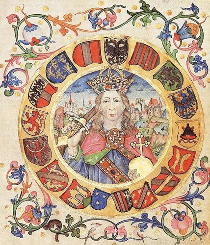Retrato de Federico III de Habsburgo, en una miniatura del códice de 1490 “Das Greiner Marktbuch”, ilustrado por Ulrich Schreier (1430-1490)