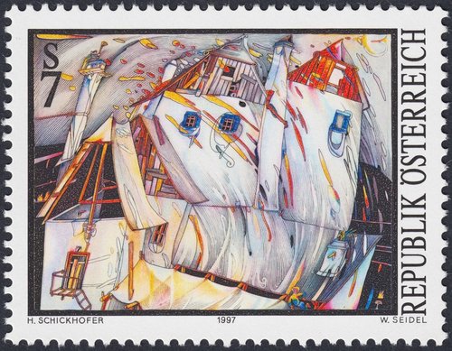 Austria, 1997, “Casa en el viento”, de Helmut Schickhofer. Sello impreso en calcografía y huecograbado