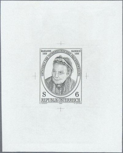 Prueba final de Kurt Leitgeb de su retrato de Marianne Hainisch