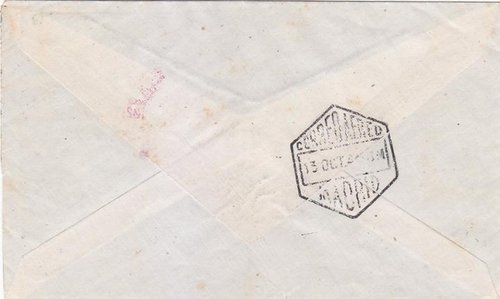 1944-10-12. Día del sello. Rentería rojo (no oficial) 1. Carta. Reverso. Baja.jpg