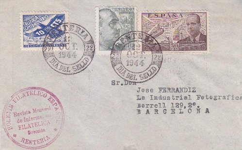 1944-10-12. Día del sello. Rentería negro (no oficial) 3. Carta. Anverso. Baja.jpg