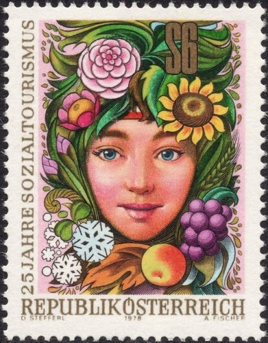 Austria, 1978, 25 aniversario de la Asociación Austríaca de Turismo Social. Diseño de Otto Stefferl y grabado de Alfred Fischer. Huecograbado y calcografía