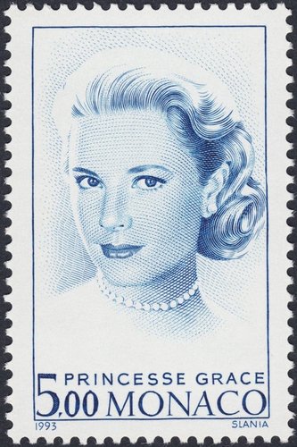 Mónaco, 1993, sello diseñado y grabado por Czeslaw Slania de la Princesa Grace