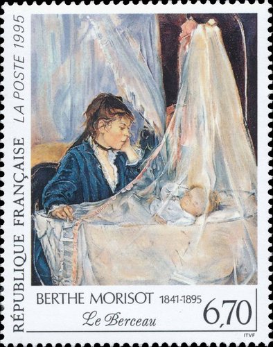 Francia, 1995, “La cuna”, de Berthe Morisot. Diseño de Jean-Paul Véret-Lemarinier. Impresión en offset