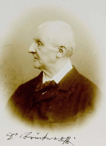 Anton Bruckner en 1896, el año de su muerte. Fotografía utilizada por Stefferl para el diseño del sello austríaco de 1974 grabado por A. Nefe