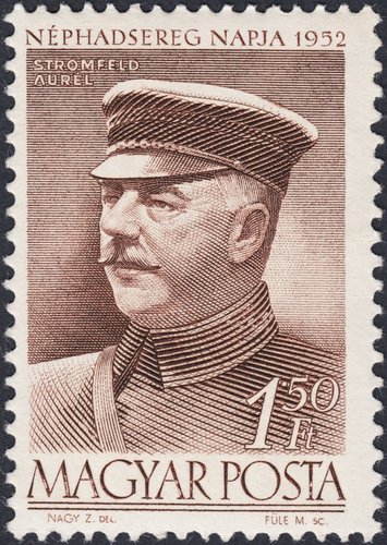 Hungría, 1952, “Día del Ejército”, Aurél Stromfeld. Sello diseñado por Zoltán Nagy y grabado por Mihály Füle