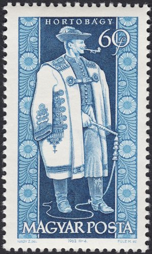 Hombre de Hortobágy. Sello grabado por Mihály Füle