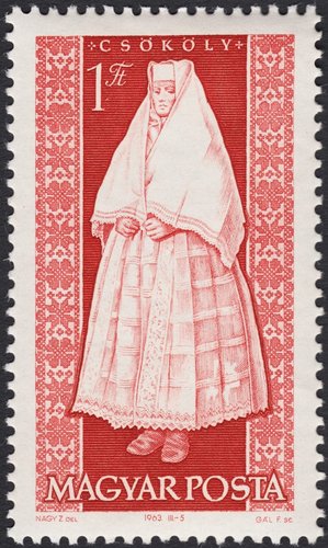 Mujer de Csököly. Sello grabado por Ferenc Gál