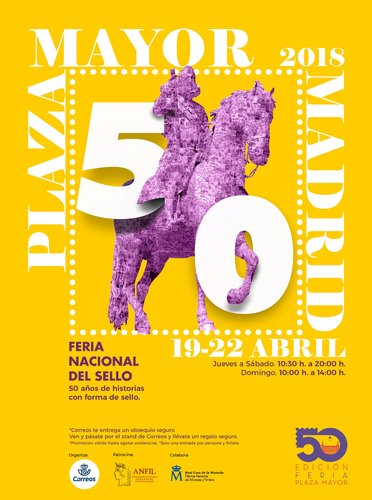 Madrid. 2018-04-19 al 22. 50 Feria Nacional del Sello. Cartel. Boceto. Baja.jpg
