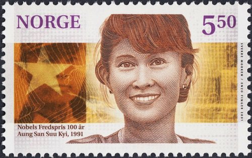 La Premio Nobel Aung San Suu Kyi grabada por Sverre Morken