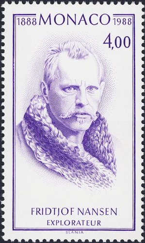 Mónaco, 1988, Fridtjof Nansen. Retrato grabado por Slania
