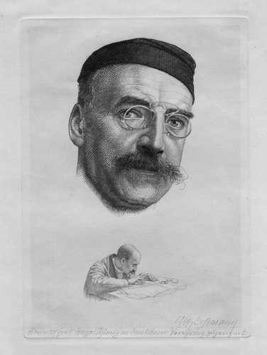 Autorretrato a buril sobre cobre de Alfred Cossmann