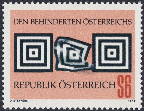 Austria, 1978, Ayuda a las personas deficientes. Diseño de Otto Stefferl. Impresión en huecograbado