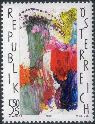Austria, 1993, “Ostern” (Pascua, 1986), de Max Weiler. Sello grabado por Wolfgang Seidel e impreso en calcografía y huecograbado