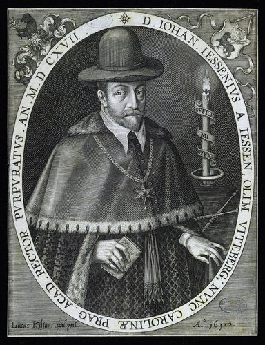 Retrato de Jan Jessenius, realizado por Lucas Kilian en 1618. Grabado a buril sobre cobre, 15.1 x 11.5 cm