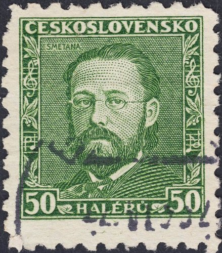 Checosovaquia, 1934, Bedřich Smetana. Grabado de Karl Seizinger, que diseñó el sello junto a Václav Fiala