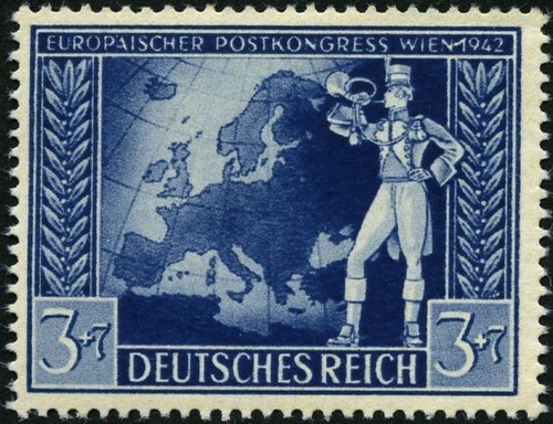 Alemania, 1942, Congreso Postal de Viena. Diseño de Erich Meerwald. Impresión en huecograbado