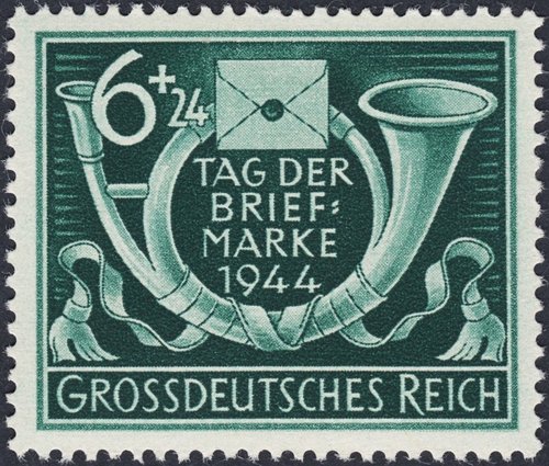 Alemania, 1944, Día del Sello. Diseño de Erich Meerwald. Impresión en huecograbado en la Staatsdruckerei de Viena