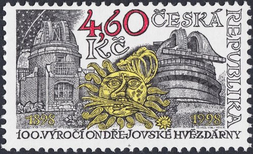 Checoslovaquia, 1998, centenario del Observatorio Astronómico de Ondřejov. Diseño de Zdeněk Mézl y grabado de Josef Herčík. Huecograbado y calcografía