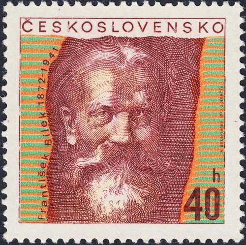 Checolsovaquia, 1972, František Bílek, escultor. Diseño de Albín Brunovský y grabado de Josef Herčík. Calcografía y huecograbado