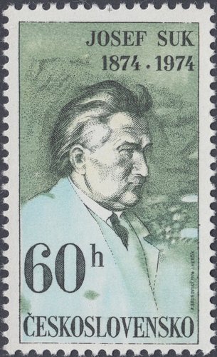 Checolsovaquia, 1974, Josef Suk, compositor. Diseño de Albín Brunovský y grabado de Josef Herčík. Calcografía y huecograbado