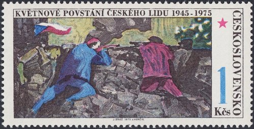 Checoslovaquia, 1975, “Levantamiento del pueblo checo en mayo de 1945”, de Josef Brož (1904-1980). Diseño y grabado de Josef Herčík. Calcografía y huecograbado