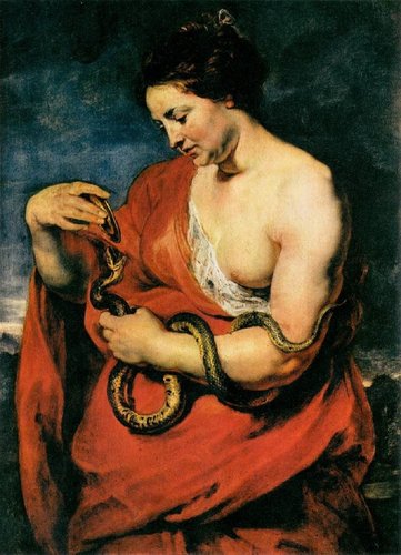 “Hygeia, diosa de la salud” (1615), de Pieter Paul Rubens. Óleo sobre tabla, 130 x 74 cm. Praga, Galería Nacional