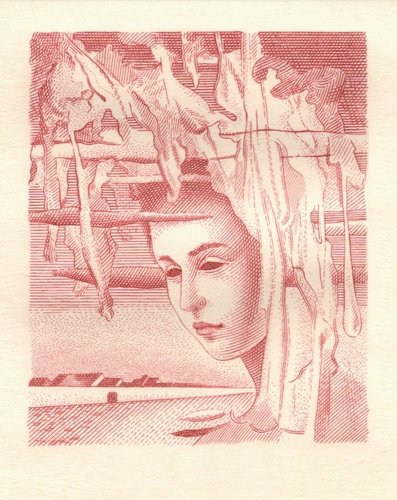 Grabado de Josef Herčík de la obra “Sen” para el sobre de Primer Día (1971)