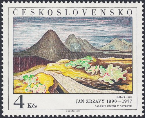 Checoslovaquia, 1980, “Haldy” (1933), de Jan Zrzavý. Sello grabado por Josef Herčík. Calcografía