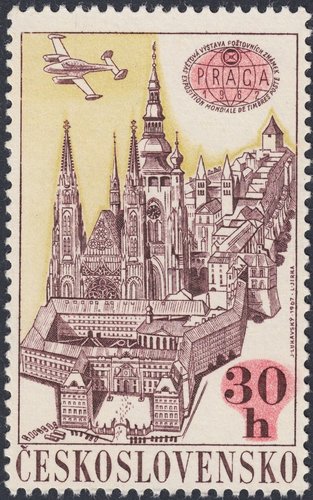 Checoslovaquia, 1967, Exposiciones  Filatélicas Internacionales, Praga 62. Catedral de San Vito, Praga. Diseño de Jaroslav Lukavský y grabado de Ladislav Jirka. Huecograbado y calcografía