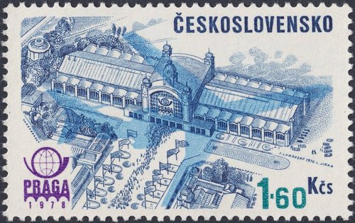 Checoslovaquia, 1976, Exhibición Filatélica Internacional Praga 78, Correo Aéreo. Praga, Pabellón donde se celebró la Exposición. Diseño de Jaroslav Lukavský y grabado de Ladislav Jirka. Calcografía y huecograbado