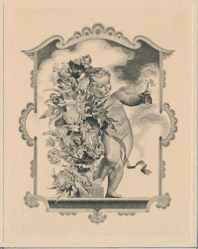 Grabado a buril de Bohumil Heinz para el Banco Nacional checoslovaco, año 1930, 12.5 x 10 cm