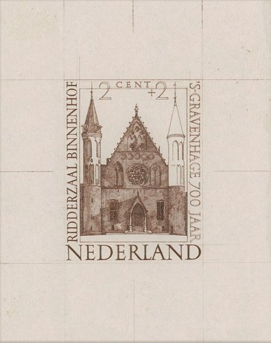 Prueba de estado de Johannes Staphorst para su grabado del sello del Ridderzaal