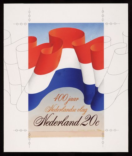 Diseño definitivo de Van der Toorn Vrijthoff para el sello de la bandera neerlandesa de 1972