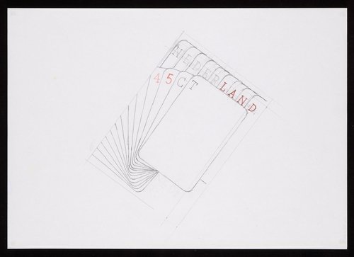 Un primer ensayo de Kruit en busca del diseño definitivo para el sello del bridge... Lápiz sobre papel, 29.7 x 21 cm