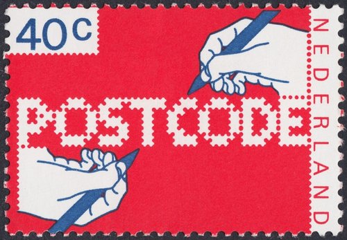 Países Bajos, 1978, Código postal, 40 ct. Diseño de Gert Dumbar y René van Raalte. Huecograbado